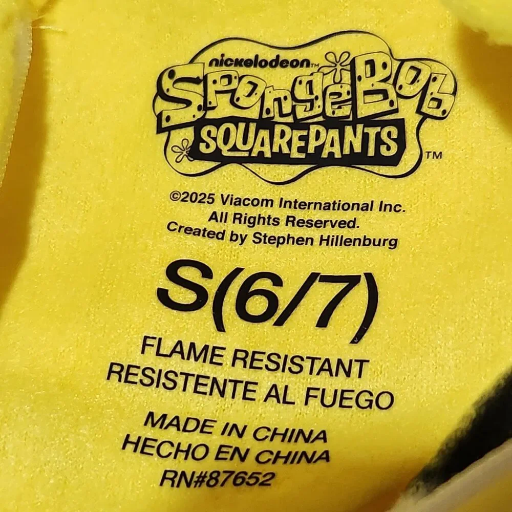 Spongebob Pajama Boys Size Small 6-7 Hooded Full Zip